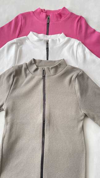 کراپ تیشرت تمام زیپ فانریپ زنانه فری سایز