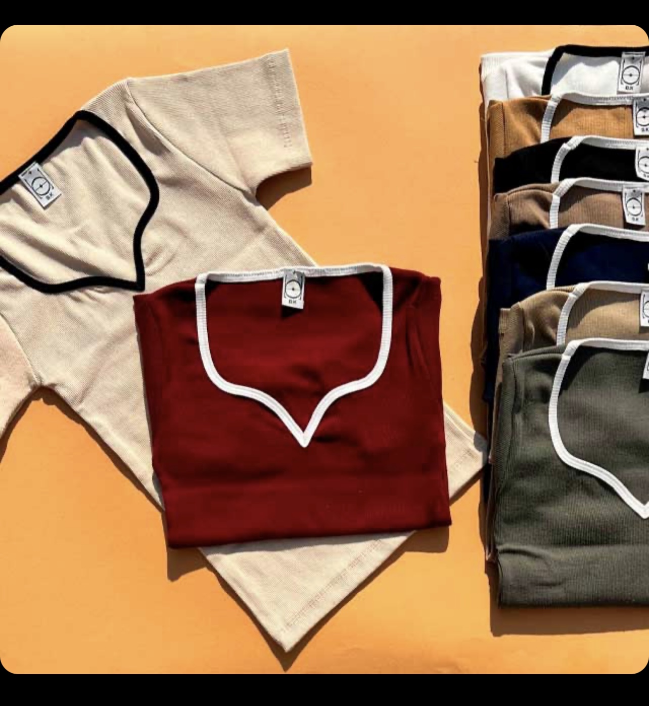 تیشرت یقه دلبری نواری کبریتی زنانه فری سایز